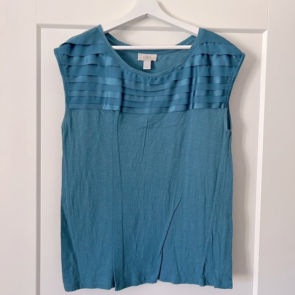 LOFT Teal Blue Sleeveless Ribbed top
